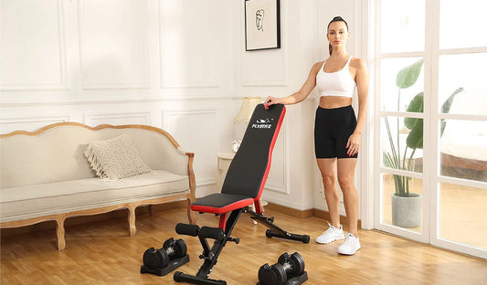 Adjustable weight bench in the living room