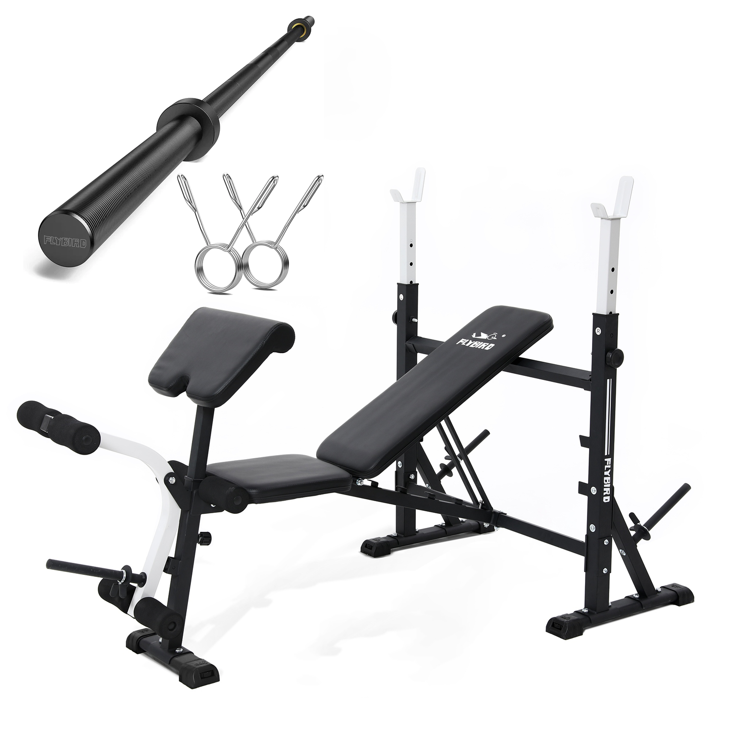 FLYBIRD Set of Olympic Weight Bench, Barbells And Weight Plates