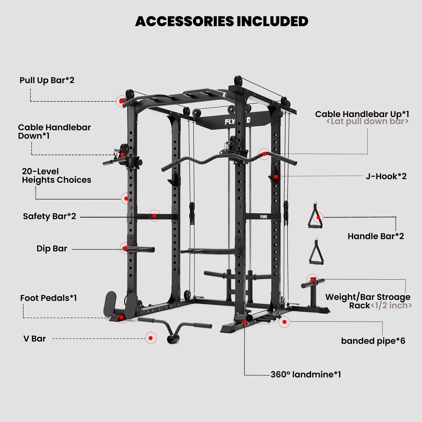 Flybird All-In-One Power Rack with Pulley System