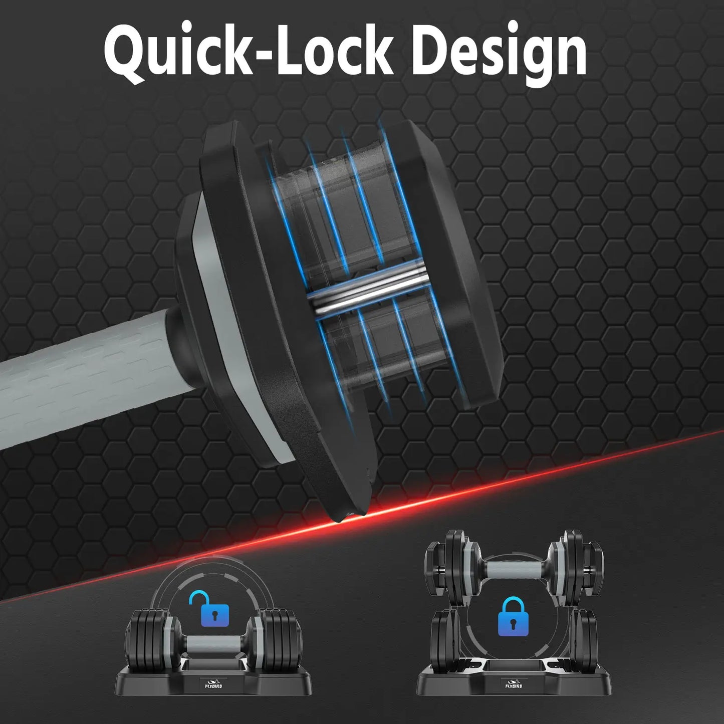FLYBIRD Quick Adjustable Dumbbell Weight Set | 25LBS