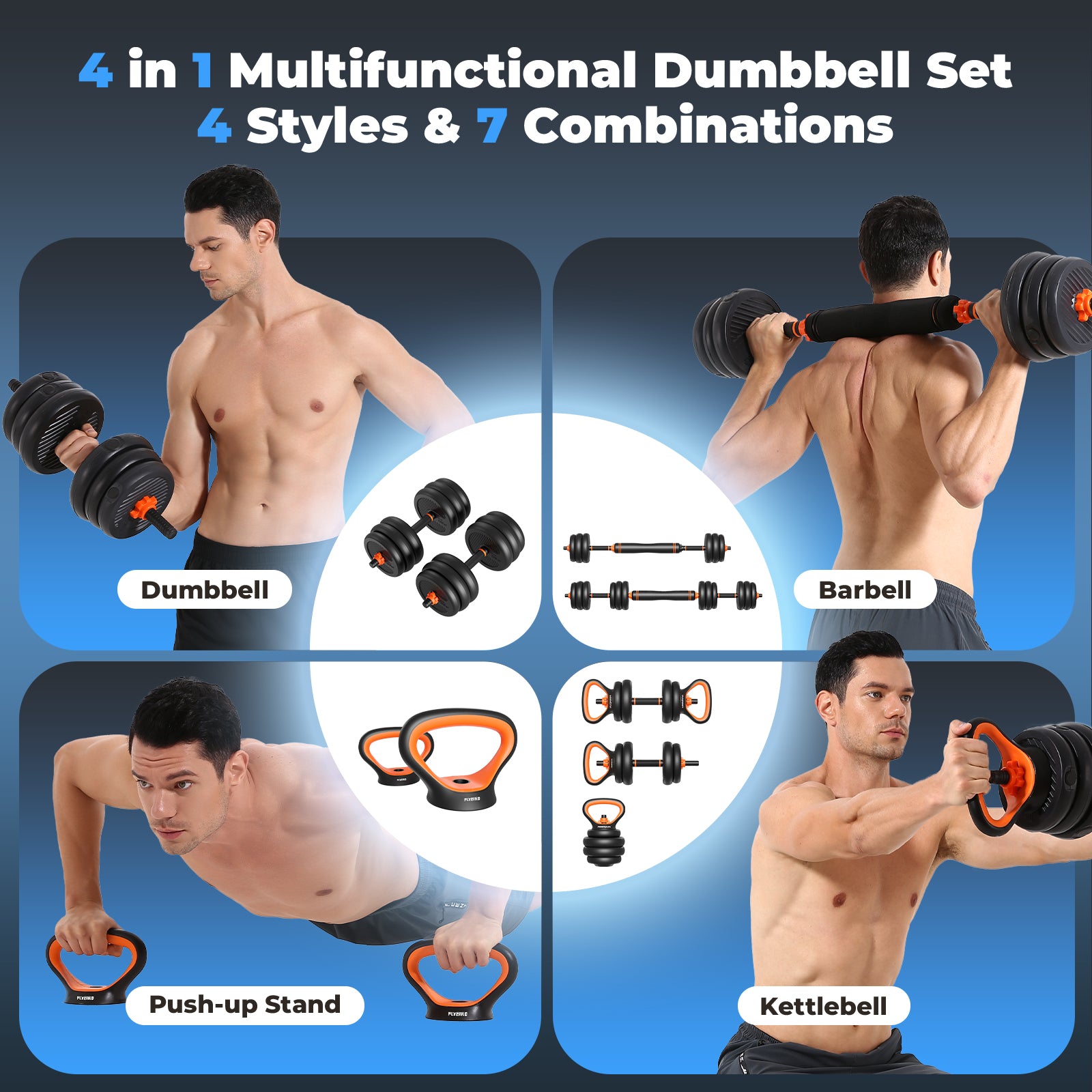 Flybird Adjustable Dumbbell Set 50lbs 70lb 90lb Flybird Fitness