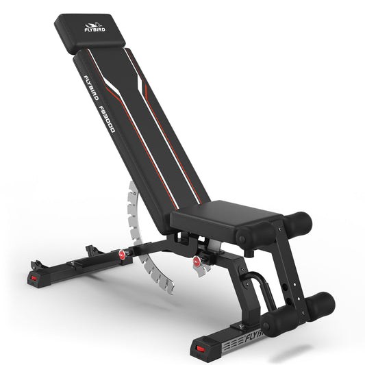 FLYBIRD Workout Bench, Adjustable Weight Bench Foldable Strength