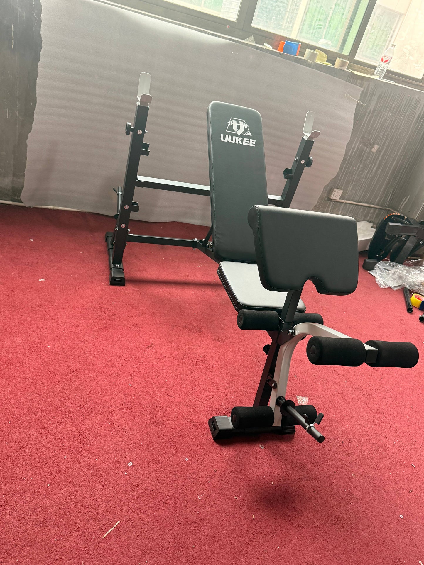UUKEE Adjustable weight training bench with backrest angle adjustment for weightlifting, suitable for full-body strength training, foldable multi-function training bench
