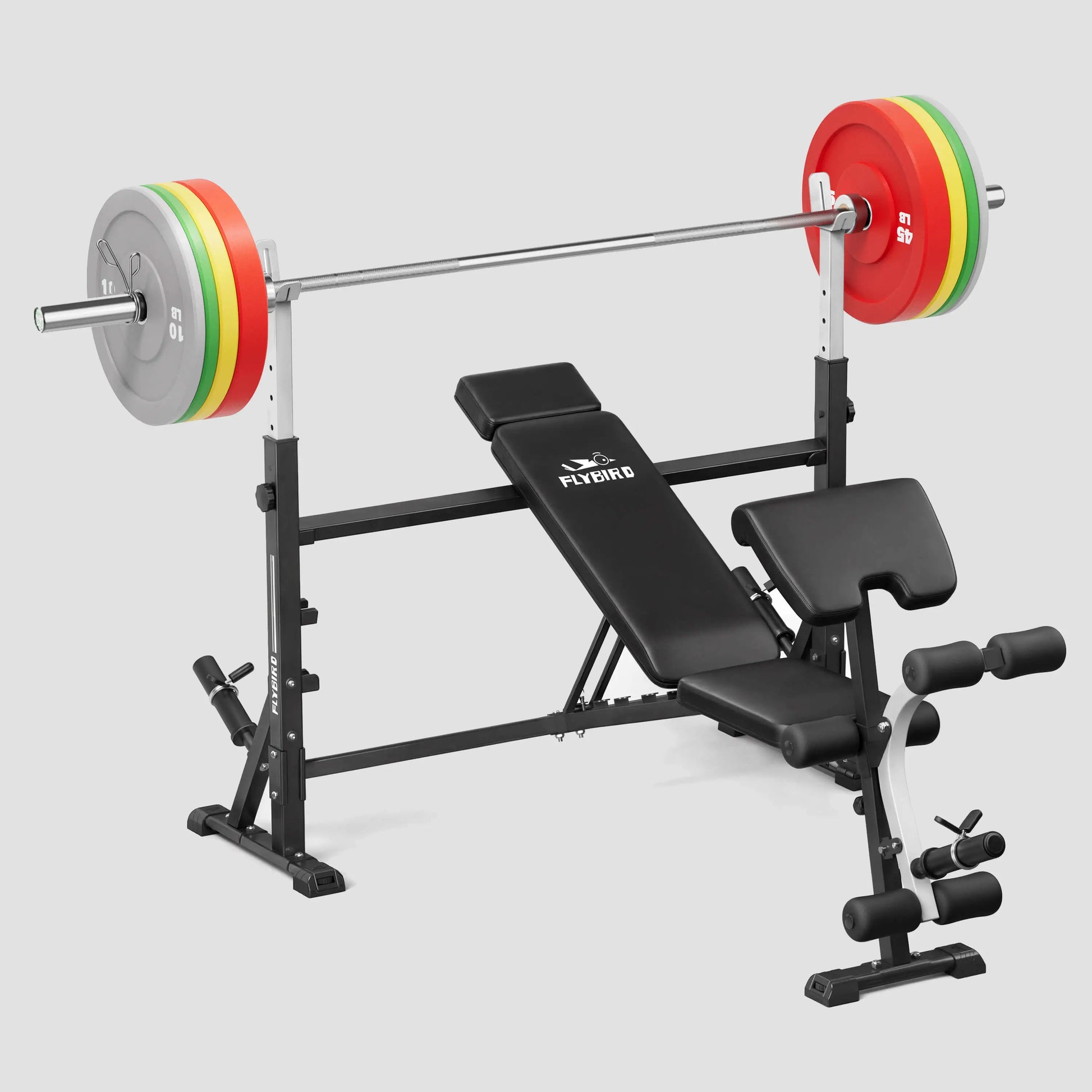 Workout bench with weight set sale