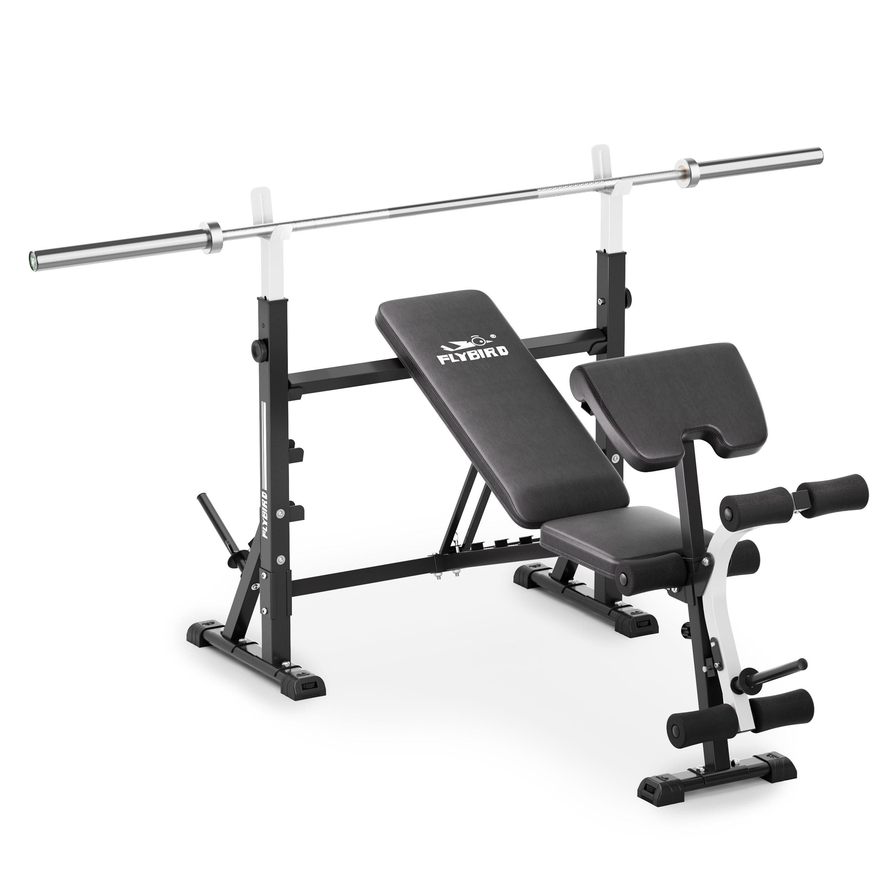 FLYBIRD Adjustable Weight Bench w Leg Extension Curl Pad