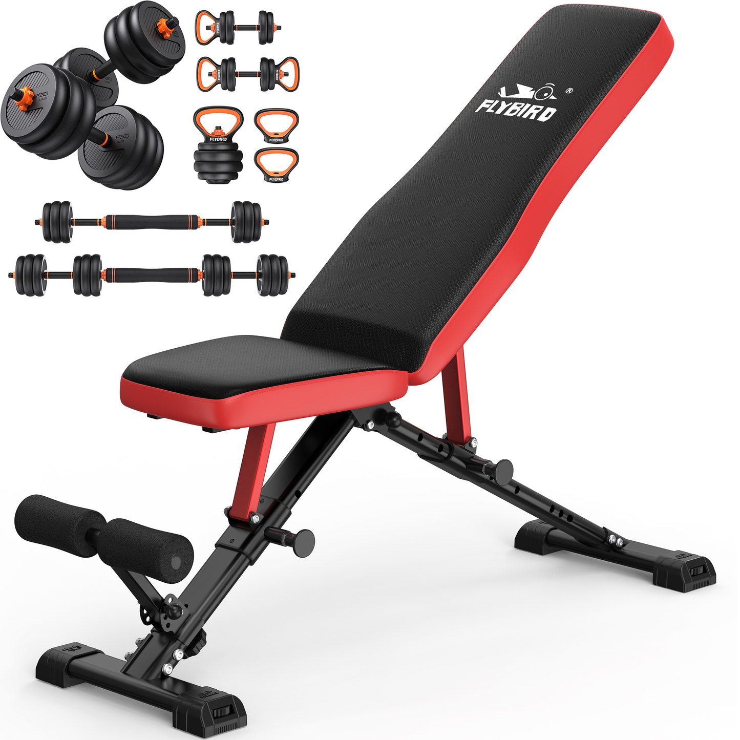 Bundle: Eco-Friendly Weight Set(Dumbbells, Kettlebells, etc.)& Weight Bench FB299