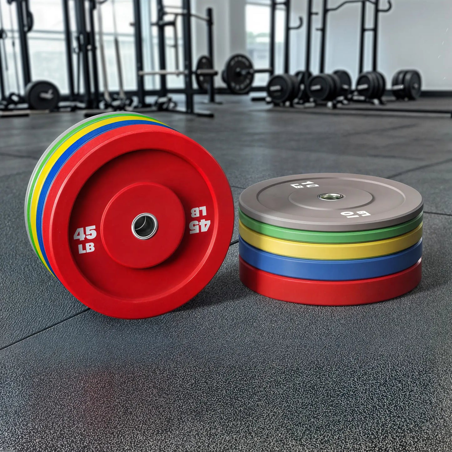 FLYBIRD Olympic Rubber Bumper Plate Set, 260LBS