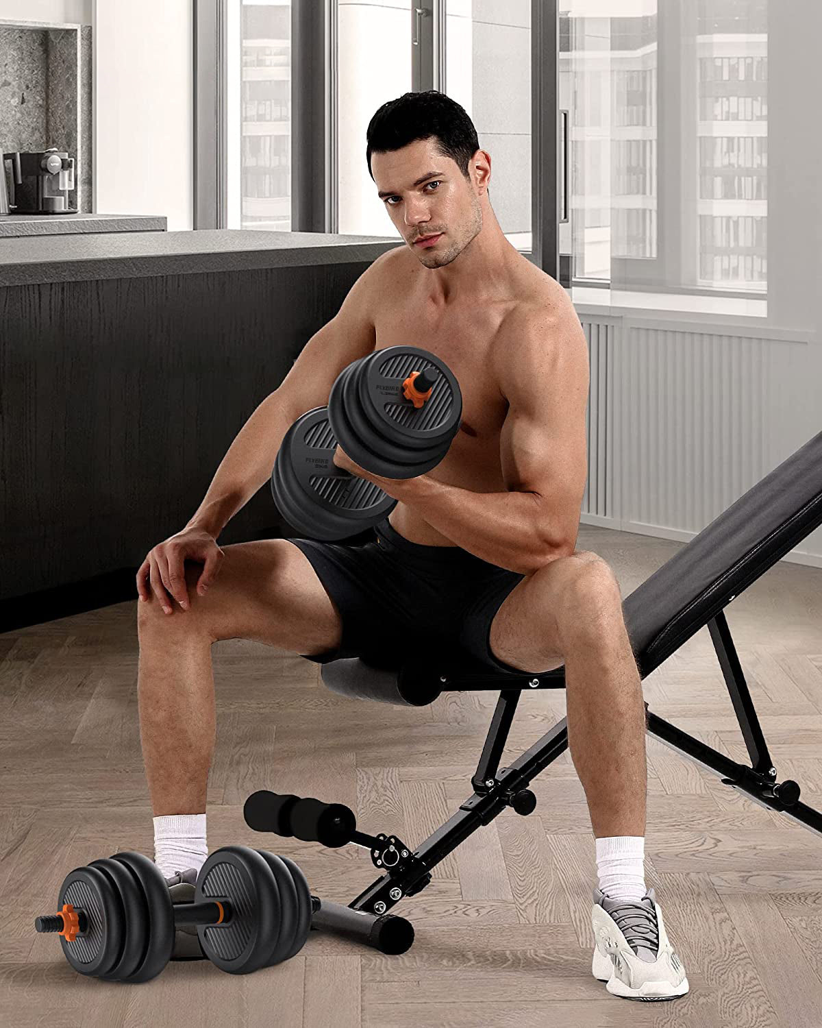 70 lb adjustable online dumbbell set