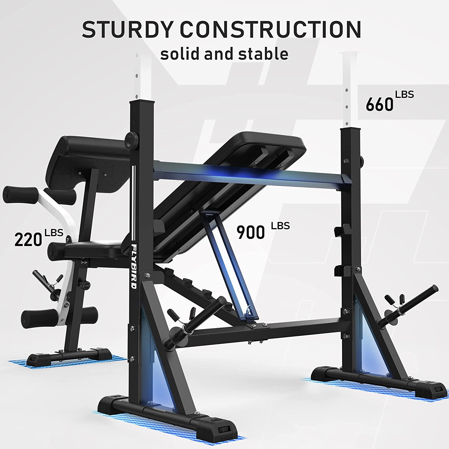 Generic 900 LBS Adjustable Weight Bench Set w/Squat Rack w/Leg