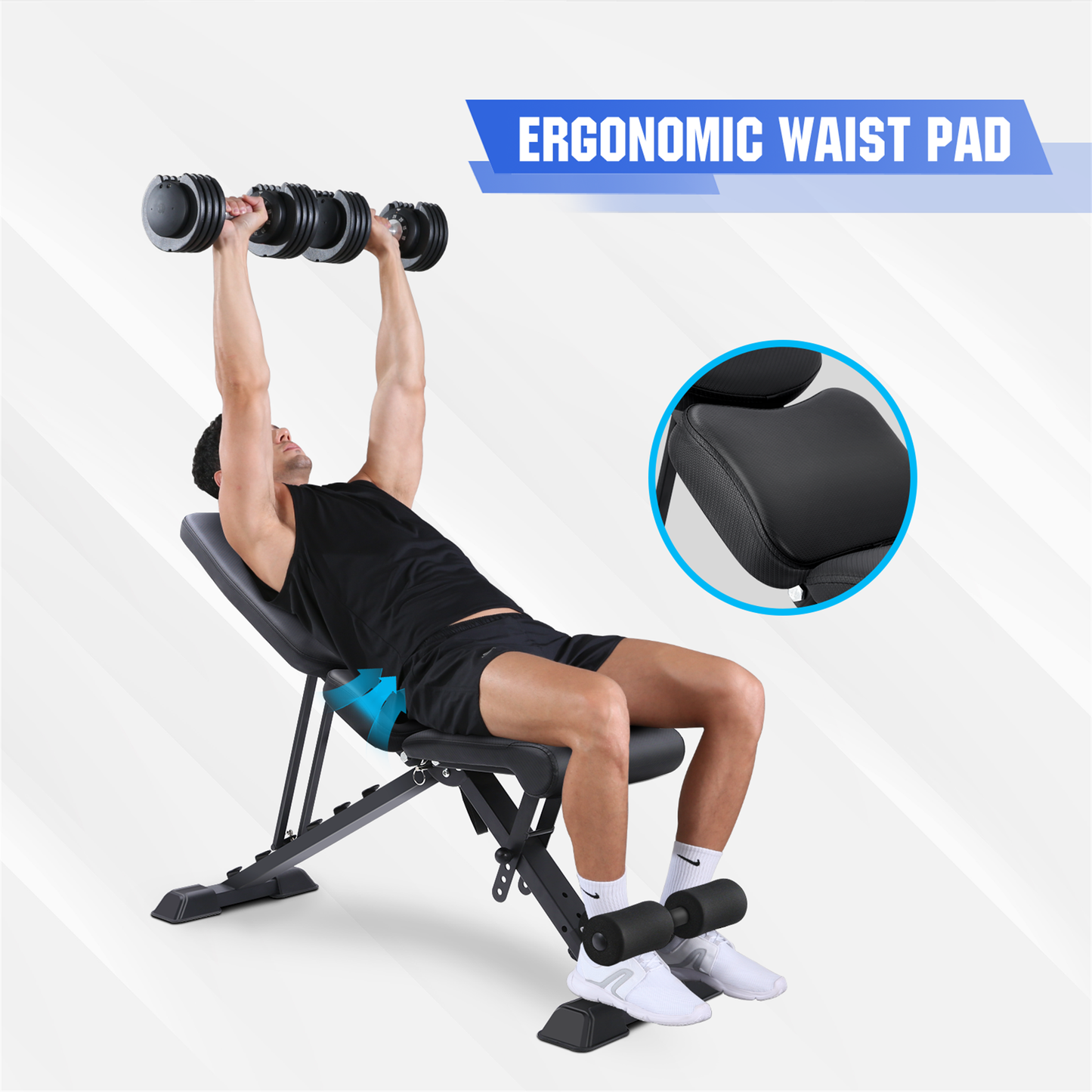 FLYBIRD Adjustable Weight Bench with Lumbar Support WP129